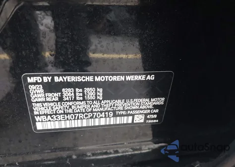 2024 BMW 740I xDrive z USA, uszkodzony, nr VIN WBA33EH07RCP70419